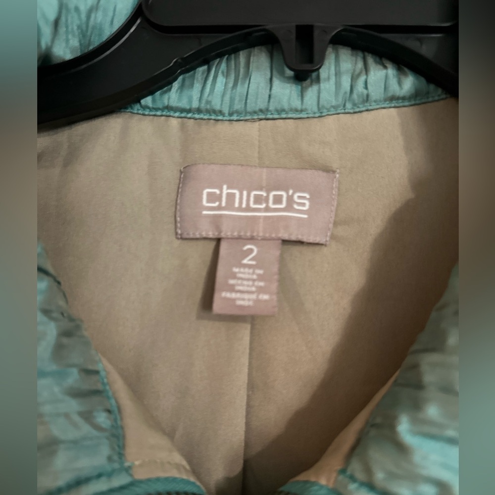 Chicos Iridescent Teal/Brown Zip Front Essi Vest Size 2 - Picture 2 of 6